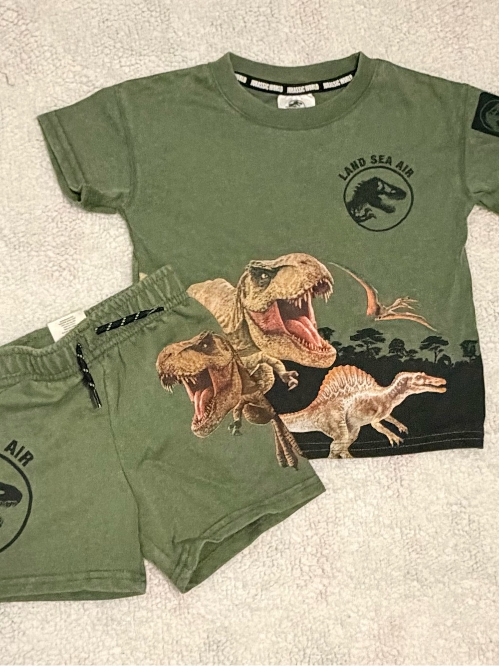 Olive Green Jurassic World Tee & Shorts Set (18 Months)